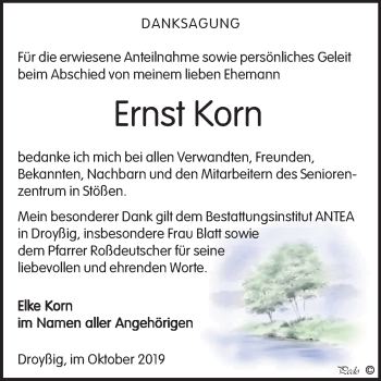 Traueranzeige von Ernst Korn von Super Sonntag Zeitz