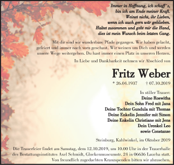 Traueranzeige von Fritz Weber von Mitteldeutsche Zeitung Naumburg/Nebra