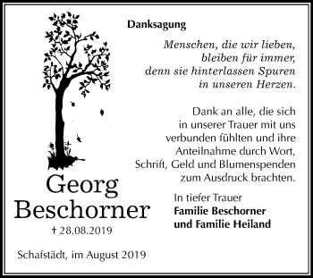 Traueranzeige von Georg Beschorner von Mitteldeutsche Zeitung Merseburg/Querfurt