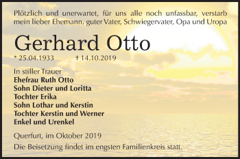 Traueranzeige von Gerhard Otto von Mitteldeutsche Zeitung Merseburg/Querfurt