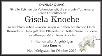 Traueranzeige von Gisela Knoche von Mitteldeutsche Zeitung Aschersleben