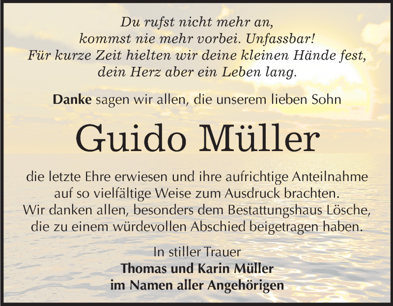  Traueranzeige für Guido Müller vom 05.10.2019 aus Super Sonntag Wittenberg