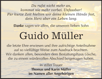 Traueranzeige von Guido Müller von Super Sonntag Wittenberg