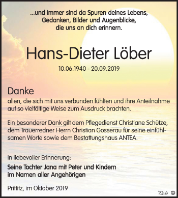 Traueranzeige von Hans-Dieter Löber von Mitteldeutsche Zeitung Weißenfels