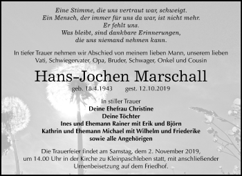 Traueranzeige von Hans-Jochen Marschall von Super Sonntag Köthen