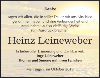 Traueranzeige von Heinz Leineweber von Mitteldeutsche Zeitung Aschersleben