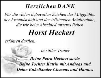 Traueranzeige von Horst Heckert von Mitteldeutsche Zeitung Dessau-Roßlau