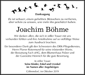 Traueranzeige von Joachim Böhme von Super Sonntag Merseburg/Querfurt