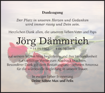Traueranzeige von Jörg Dämmrich von Super Sonntag Dessau-Roßlau
