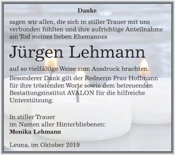 Traueranzeige von Jürgen Lehmann von Super Sonntag Merseburg/Querfurt