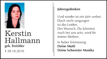 Traueranzeige von Kerstin Hallmann von Mitteldeutsche Zeitung Wittenberg