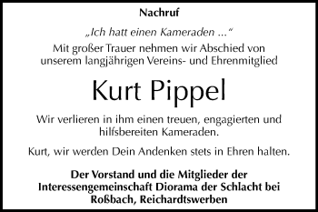 Traueranzeige von Kurt Pippel von Mitteldeutsche Zeitung Weißenfels