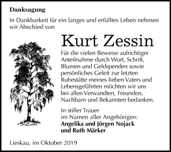 Traueranzeige von Kurt Zessin von Mitteldeutsche Zeitung Halle/Saalkreis