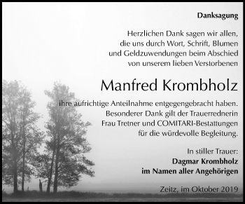 Traueranzeige von Manfred Krombholz von Mitteldeutsche Zeitung Zeitz