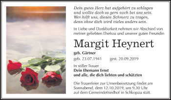 Traueranzeige von Margit Heynert von Mitteldeutsche Zeitung Merseburg/Querfurt