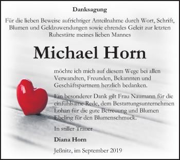 Traueranzeige von Michael Horn von Mitteldeutsche Zeitung Bitterfeld