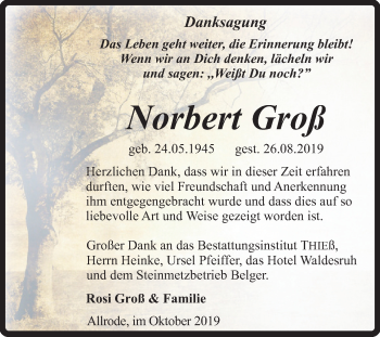 Traueranzeige von Norbert Groß von Super Sonntag Quedlinburg
