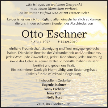 Traueranzeige von Otto Eschner von Mitteldeutsche Zeitung Zeitz