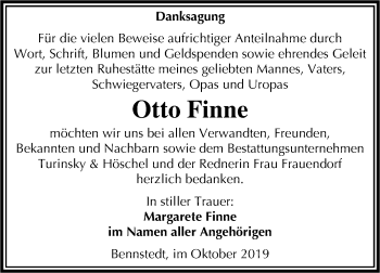 Traueranzeige von Otto Finne von Mitteldeutsche Zeitung Halle/Saalkreis