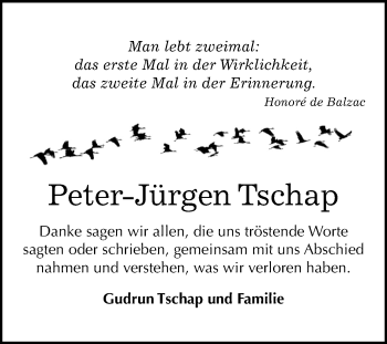 Traueranzeige von Peter-Jürgen Tschap von Super Sonntag Dessau-Roßlau