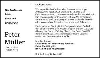 Traueranzeige von Peter Müller von Wochenspiegel Weißenfels
