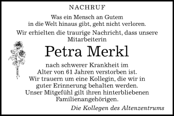 Traueranzeige von Petra Merkl von Mitteldeutsche Zeitung Zeitz