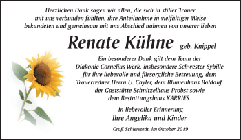 Traueranzeige von Renate Kühne von Super Sonntag Aschersleben