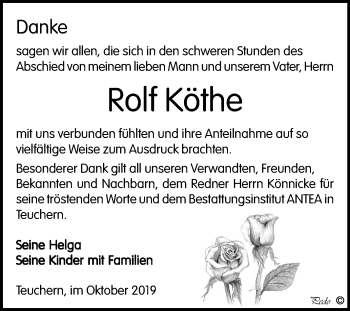 Traueranzeige von Rolf Köthe von Mitteldeutsche Zeitung Weißenfels