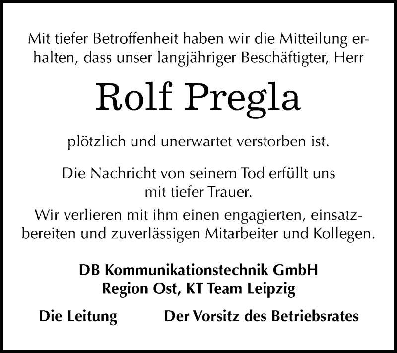  Traueranzeige für Rolf Pregla vom 04.10.2019 aus Mitteldeutsche Zeitung Halle/Saalkreis