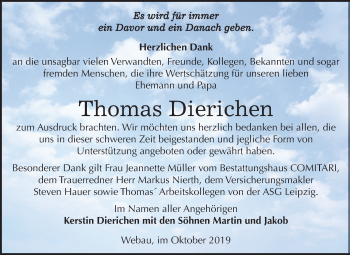 Traueranzeige von Thomas Dierichen von Mitteldeutsche Zeitung Weißenfels
