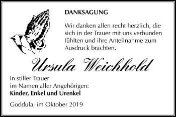 Traueranzeige von Ursula Weichhold von Mitteldeutsche Zeitung Merseburg/Querfurt