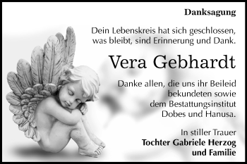 Traueranzeige von Vera Gebhardt von Super Sonntag Bernburg