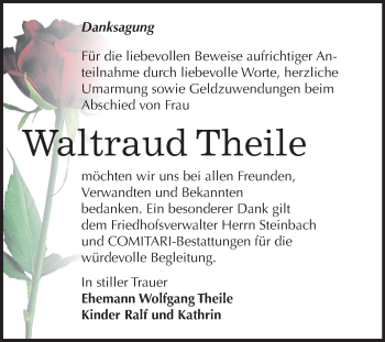 Traueranzeige von Waltraud Theile von Super Sonntag Zeitz