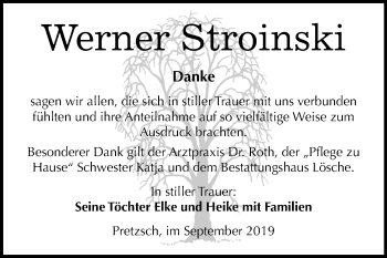 Traueranzeige von Werner Stroinski von Mitteldeutsche Zeitung Wittenberg