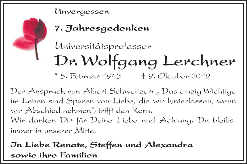  Traueranzeige für Wolfgang Lerchner vom 09.10.2019 aus Mitteldeutsche Zeitung Halle/Saalkreis