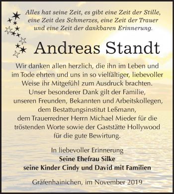 Traueranzeige von Andreas Standt von Super Sonntag Wittenberg
