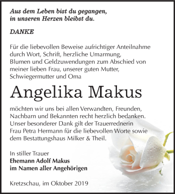 Traueranzeige von Angelika Makus von Super Sonntag Zeitz