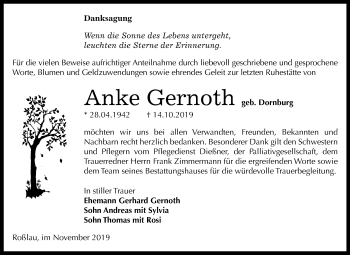 Traueranzeige von Anke Gernoth von Mitteldeutsche Zeitung Dessau-Roßlau