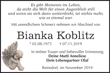 Traueranzeige von Bianka Koblitz von Super Sonntag Köthen