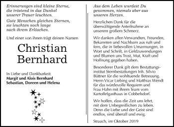 Traueranzeige von Christian Bernhard von Super Sonntag Wittenberg