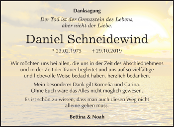 Traueranzeige von Daniel Schneidewind von Mitteldeutsche Zeitung Köthen