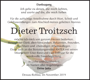 Traueranzeige von Dieter Troitzsch von Super Sonntag Dessau-Roßlau