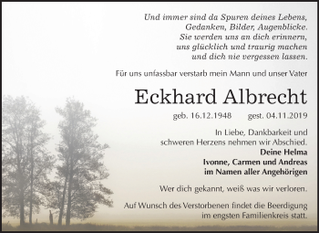 Traueranzeige von Eckhard Albrecht von Mitteldeutsche Zeitung Wittenberg