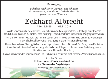 Traueranzeige von Eckhard Albrecht von Super Sonntag Wittenberg