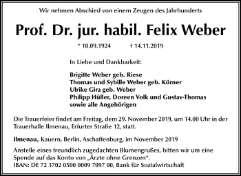 Traueranzeige von Felix Weber von Mitteldeutsche Zeitung Merseburg/Querfurt