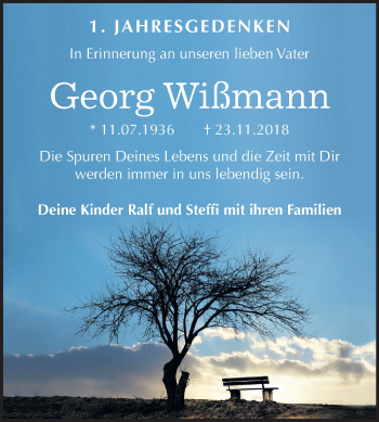 Traueranzeige von Georg Wißmann von Mitteldeutsche Zeitung Halle/Saalkreis