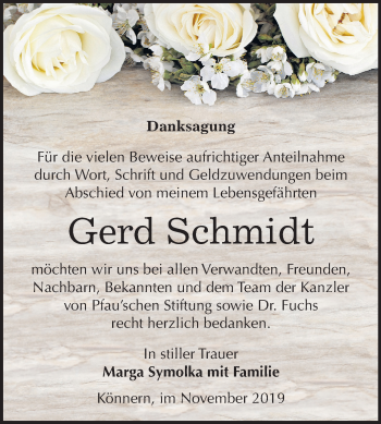 Traueranzeige von Gerd Schmidt von Mitteldeutsche Zeitung Bernburg