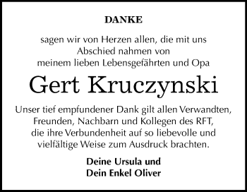 Traueranzeige von Gert Kruczynski von Mitteldeutsche Zeitung Wittenberg
