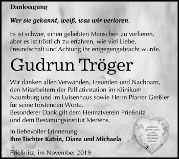 Traueranzeige von Gudrun Tröger von Super Sonntag Naumburg/Nebra
