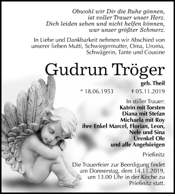 Traueranzeige von Gudrun Tröger von Super Sonntag Naumburg/Nebra